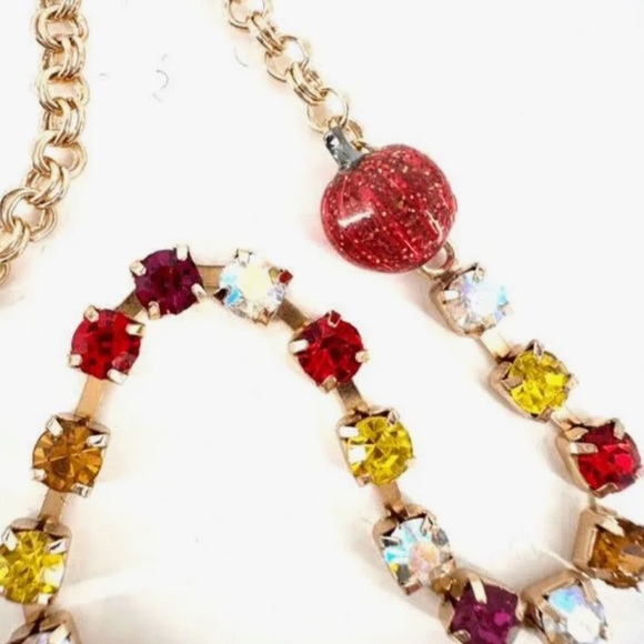 New Betsey Johnson Pumpkin Spice Pendant Fall Latte Crystal Necklace - Picture 12 of 13